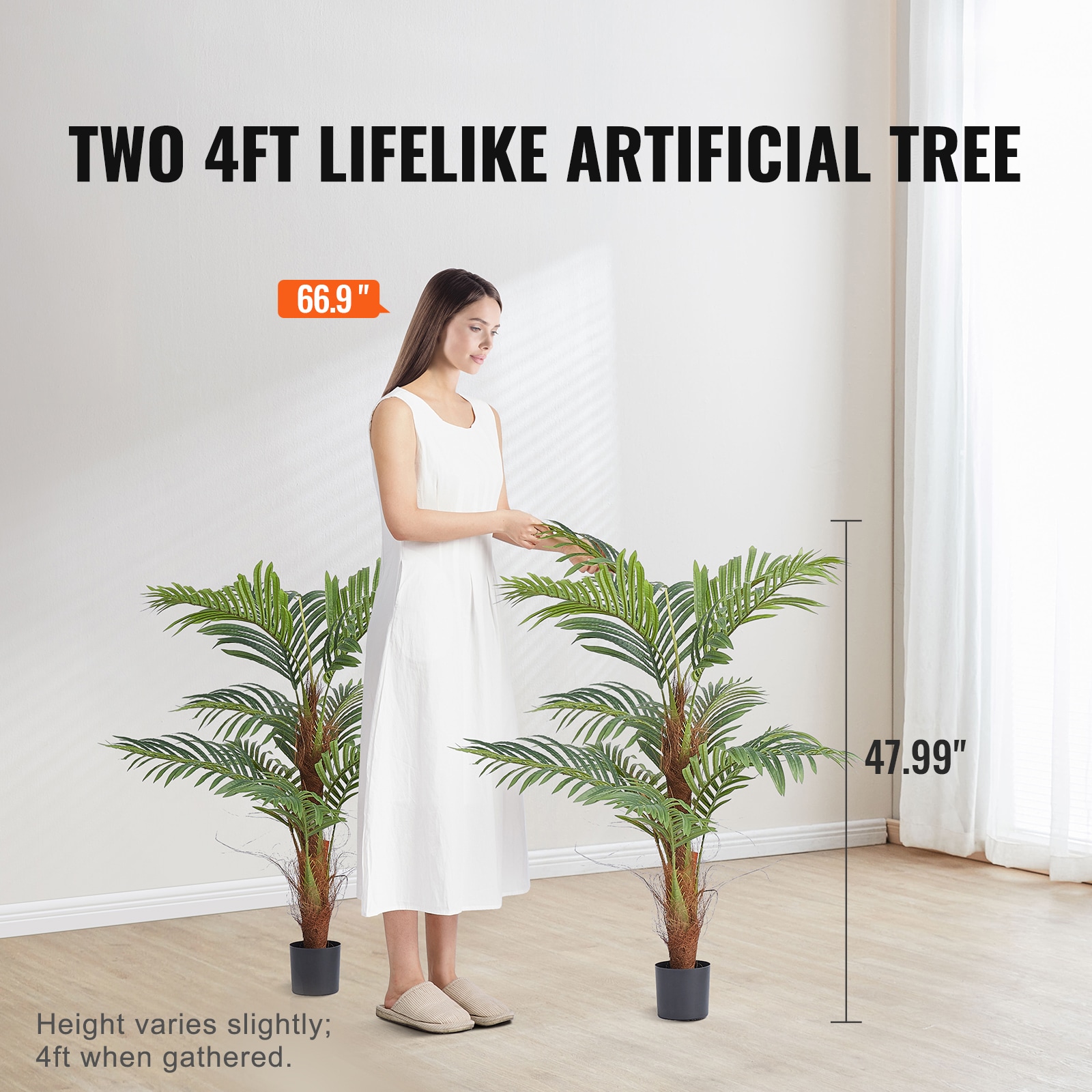 Artificial Palm Tree, 4 FT Tall Plant, Secure PE Material & Anti-Tip Tilt Protection Low-Maintenance Plant, Lifelike Green Tree For Home Office Warehouse Decor Indoor Outdoor_maomaolike.com